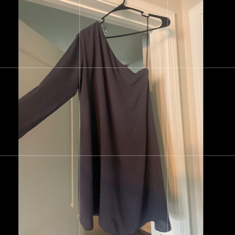 One shoulder dark lavender swing dress